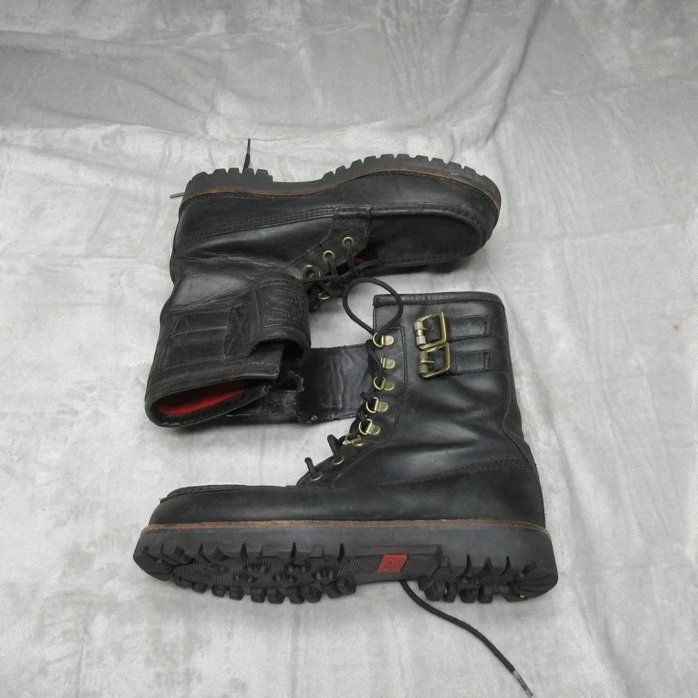 Polo Ralph Lauren Mens 9.5D Wolcott Boots BLK Leather Buckle Work Combat Ranger - Picture 4 of 16